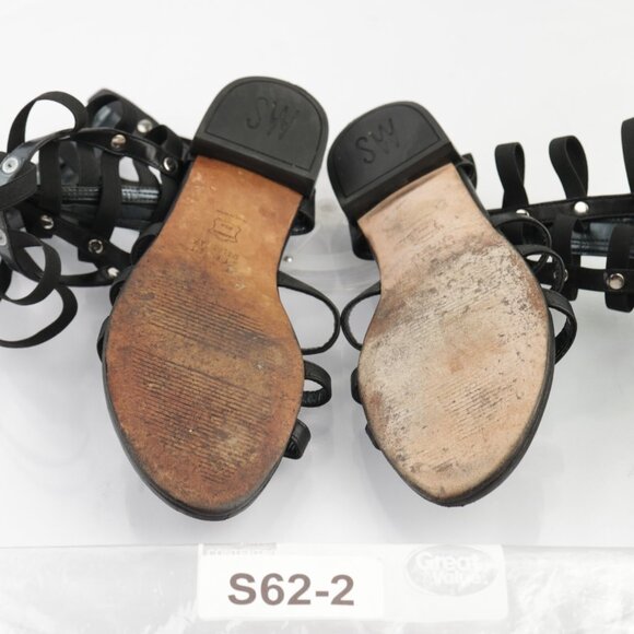 Stuart Weitzman Womens Gladiator Sandal Size 6.5 Tall Black Leather Strappy Shoe - Picture 9 of 14